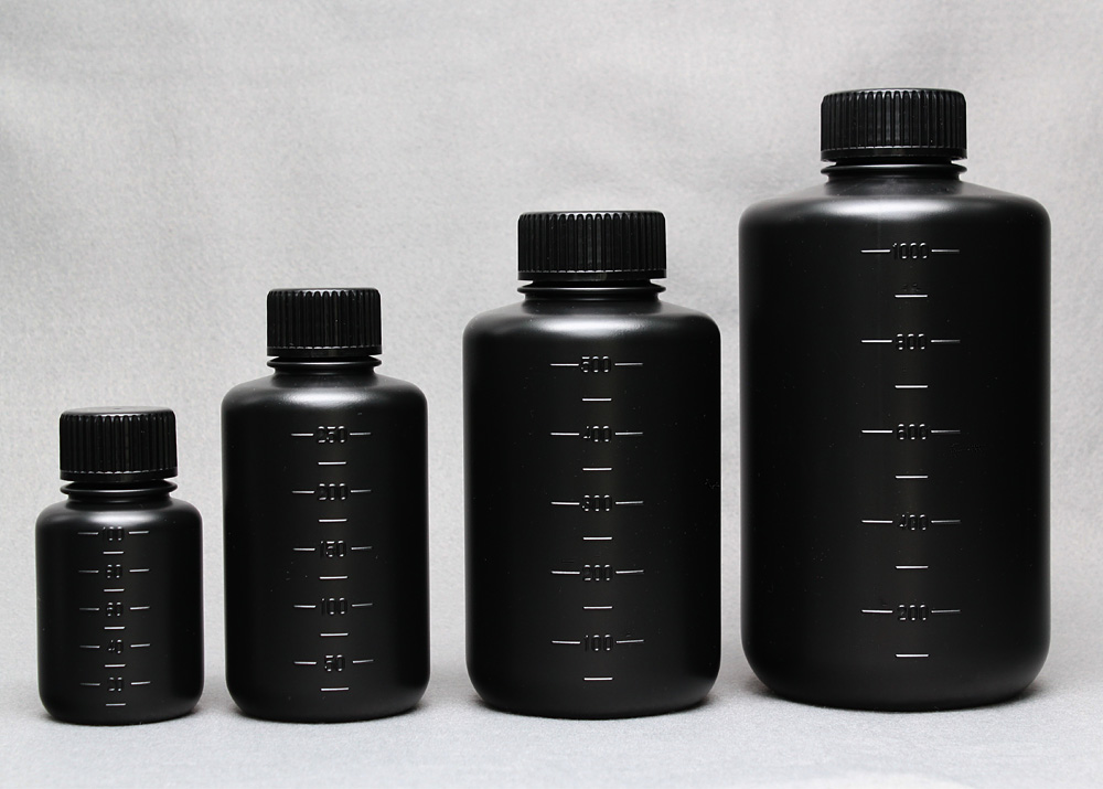 JK-ボトル細口 遮光(黒） 100mL （200本入)滅菌済
