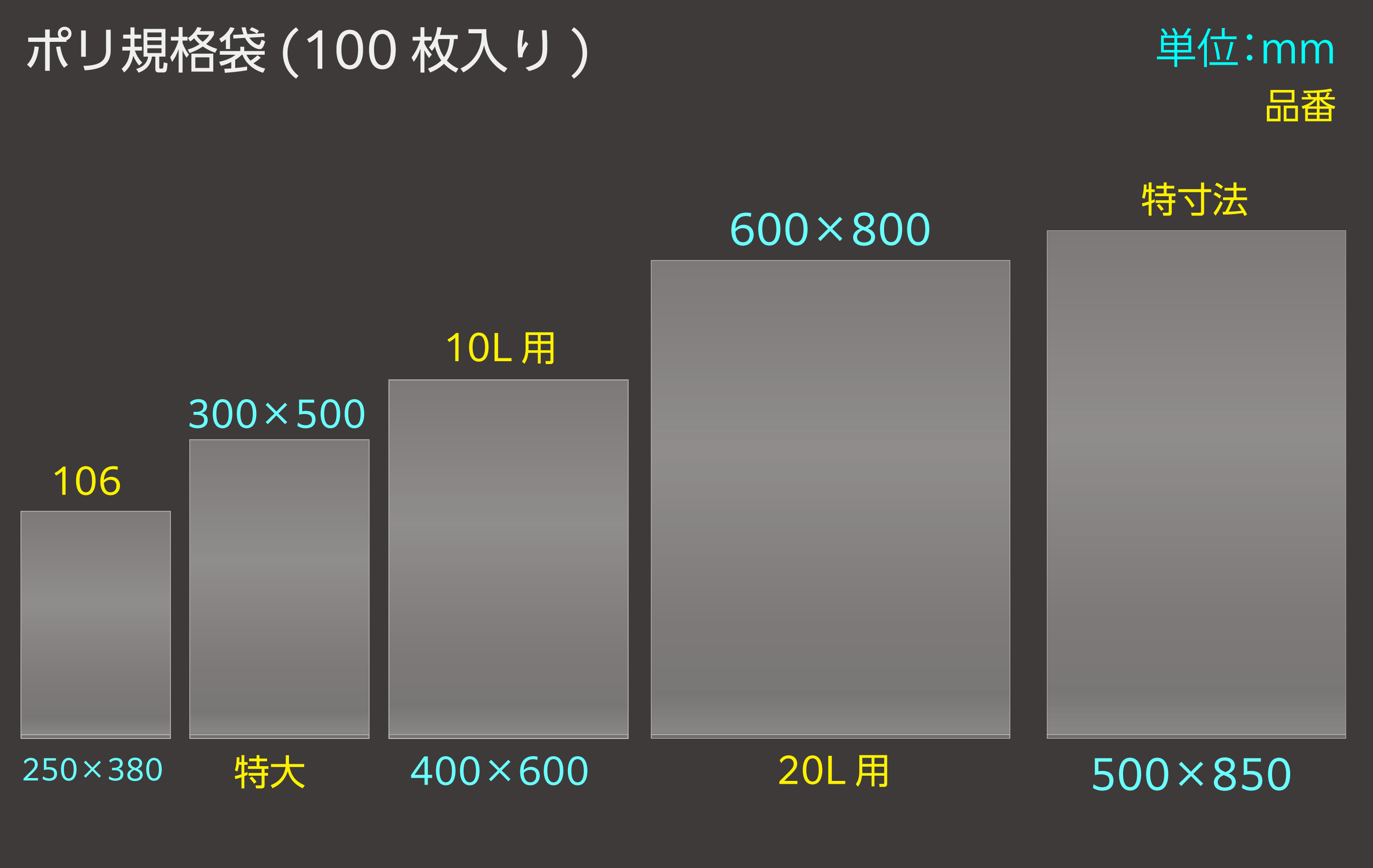 ポリ規格袋 特大 0.04×300×500mm （100枚入)