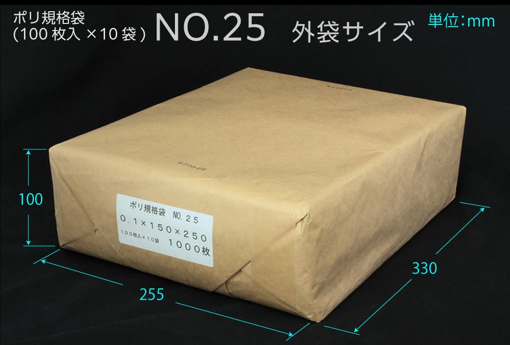 ポリ規格袋 ＃25 0.1×150×250mm （1000枚入)