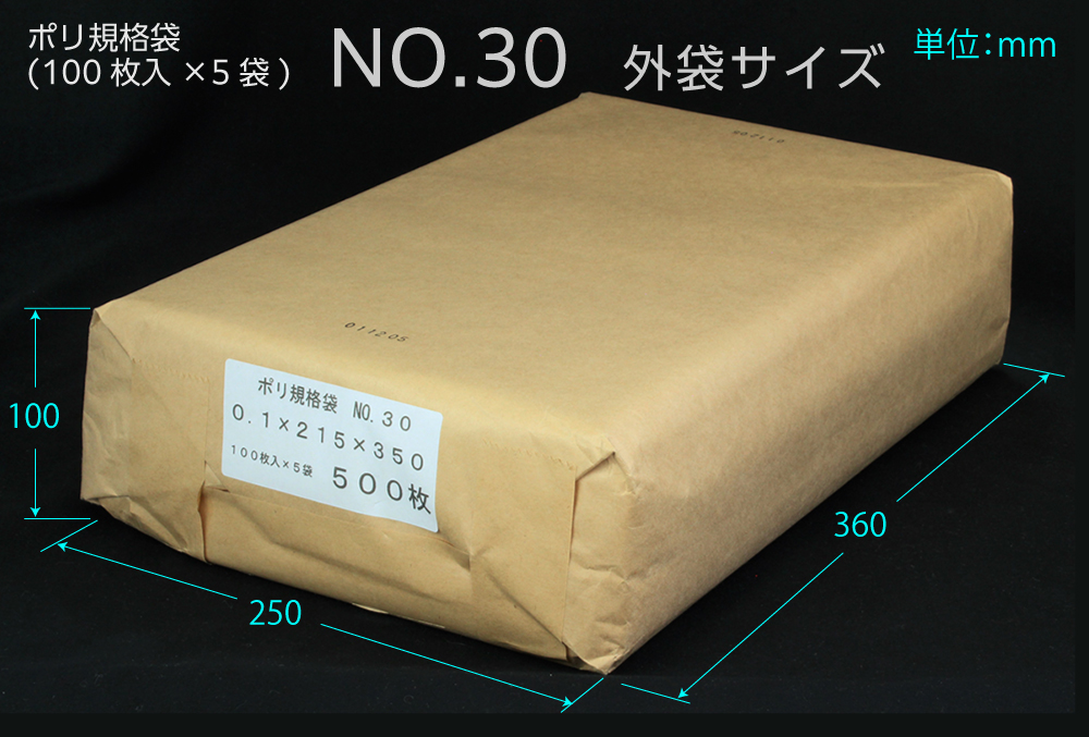 ポリ規格袋 ＃30 0.1×215×350mm （500枚入)