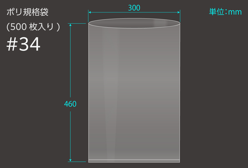 ポリ規格袋 ＃34 0.1×300×460mm （500枚入)