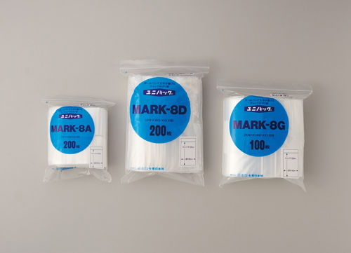 101-5342101 ユニパックマーク(透明)  70×50×0.08 MARK-8A(100枚) 生産日本社(セイニチ) 印刷