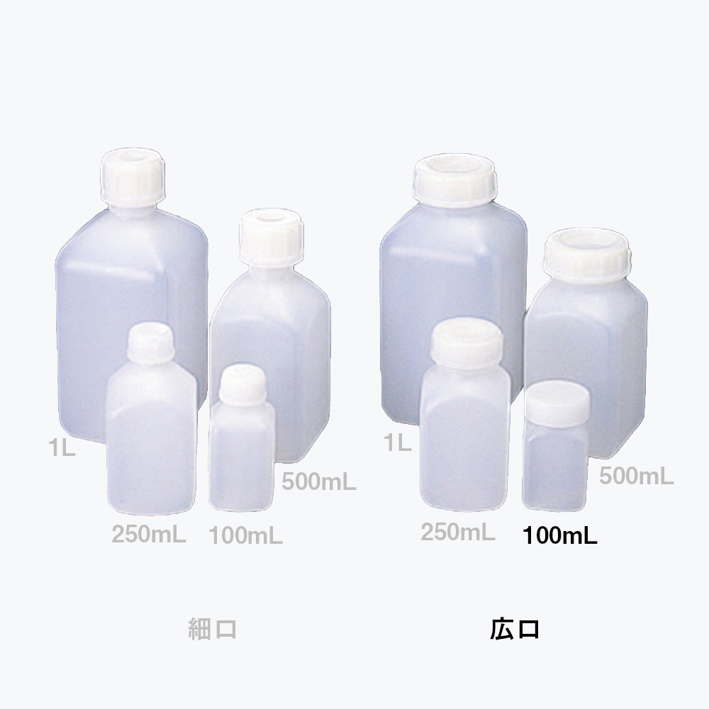 角瓶Ｃ型（広口タイプ）１Ｌ（１００個入） PE角型 広口瓶 100mL （, image size:1000x1000