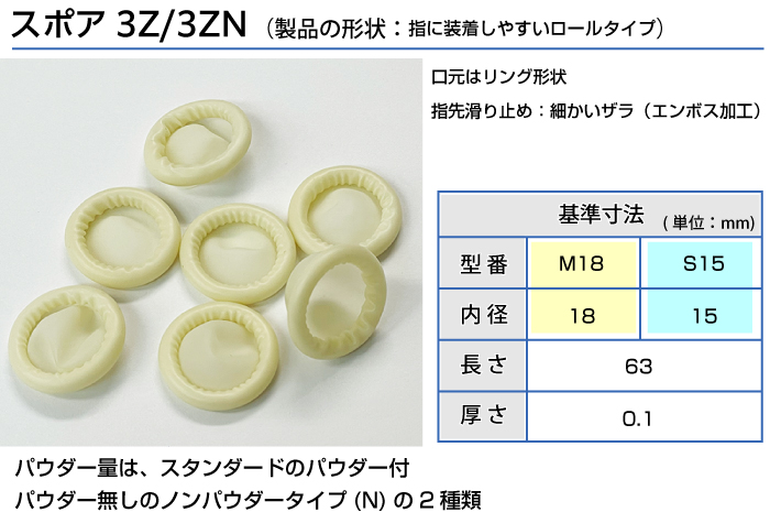 スポア巻指サック 3ZN M-18 (1000本入)