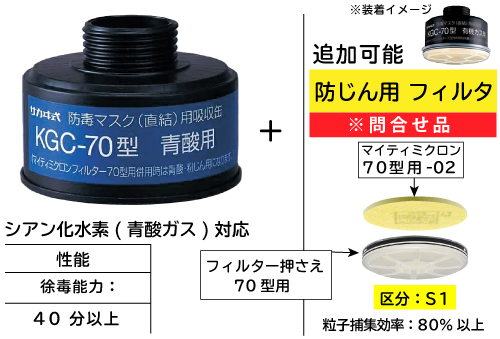 吸収缶 KGC-70 青酸ｶﾞｽ用 | コクゴeネット