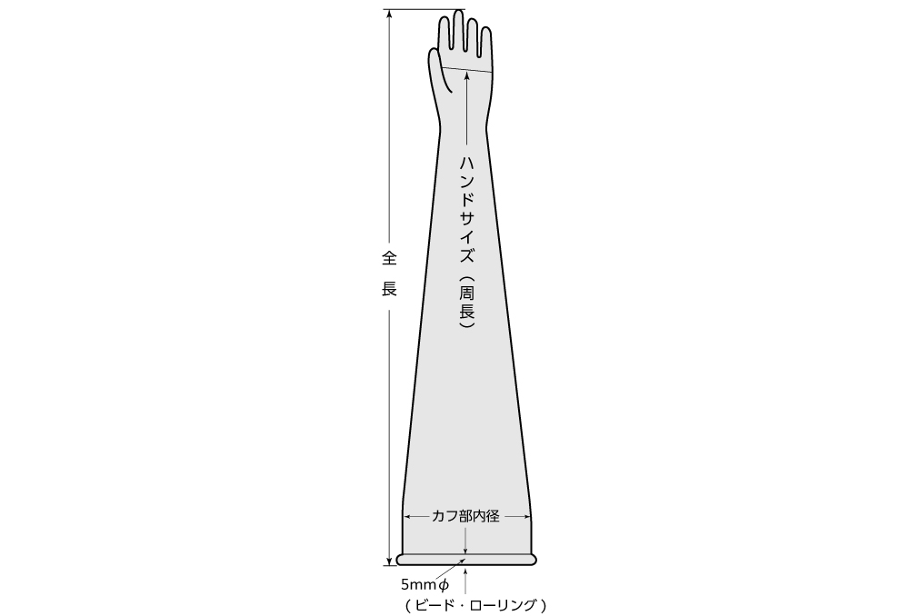 エラスタイト手袋CL(CSM) 6908-24 曲手 全長610mm 6ｲﾝﾁﾎﾟｰﾄ用