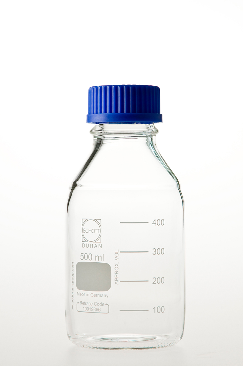 耐熱ねじ口瓶（メジューム瓶）デュラン® 青キャップ付 500mL (10本入)