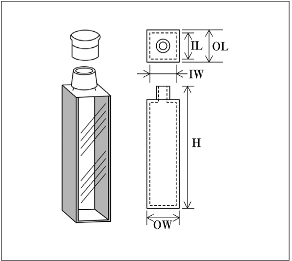 石英セル TYPE-11：キャップ付標準セル（2面透明） T-11-UV-2