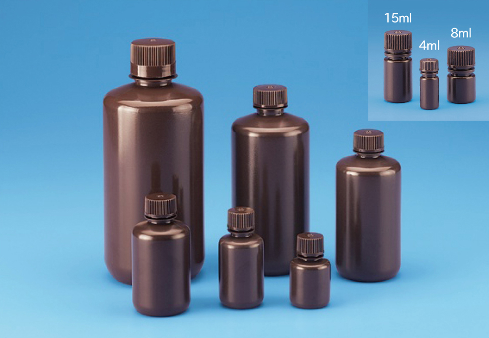 褐色細口試薬瓶（DPE） 蓋（PP） 15ml