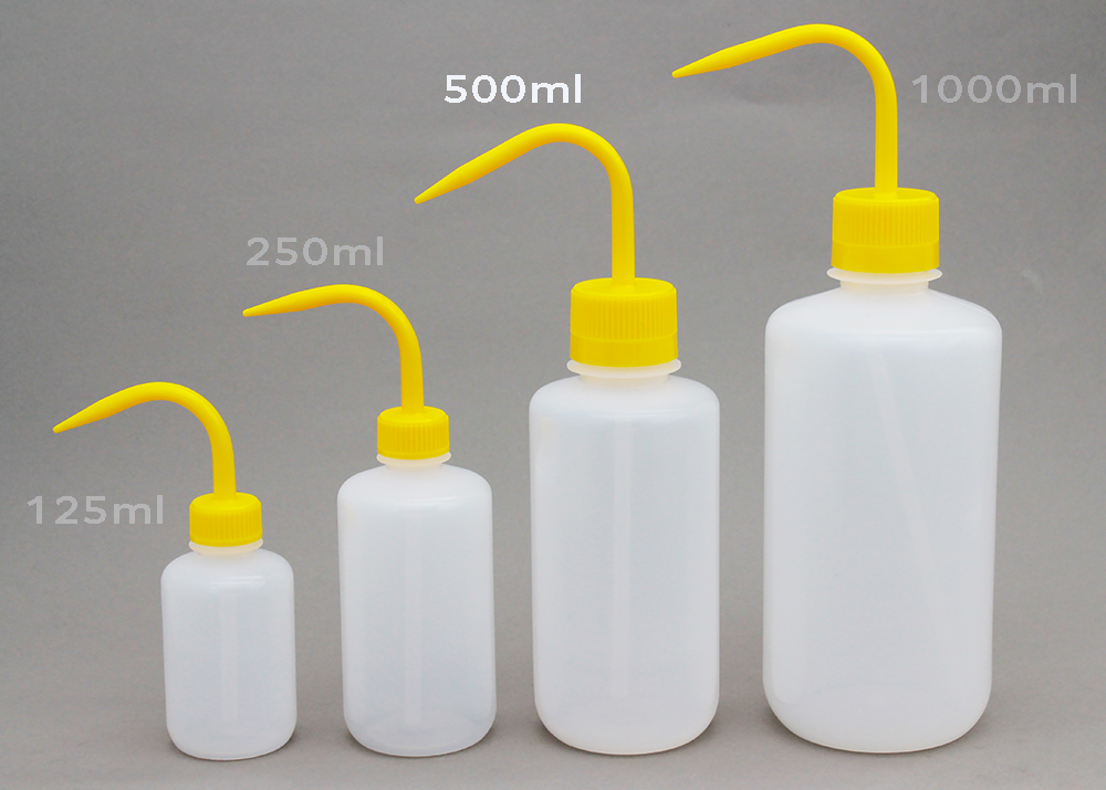 細口洗浄瓶（LDPE） 蓋（PP） 500ml 黄
