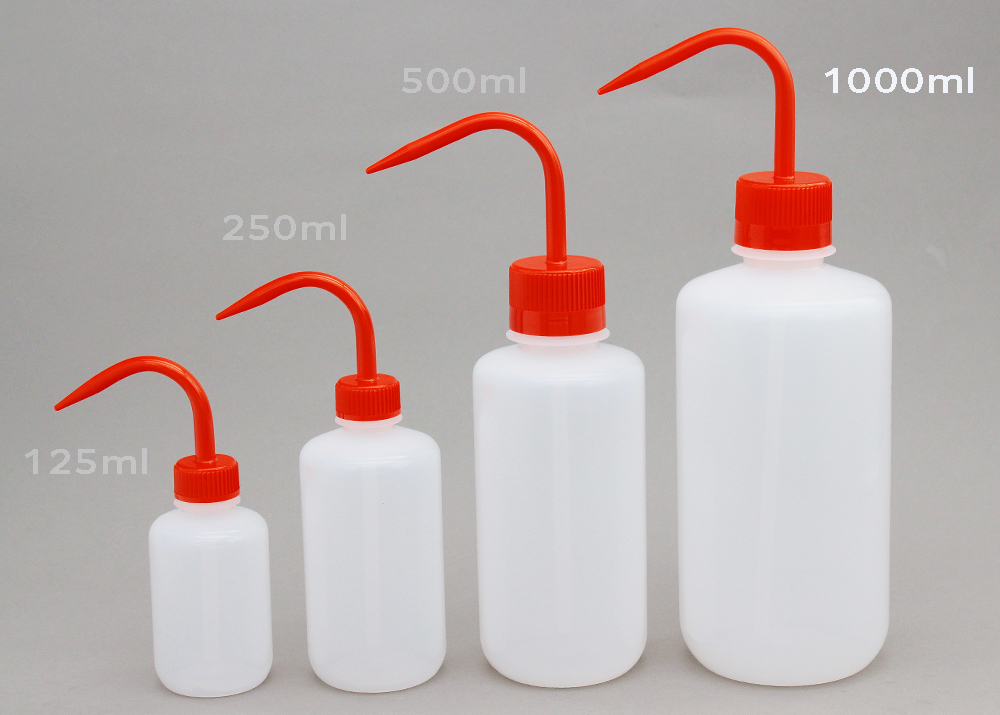 細口洗浄瓶（LDPE） 蓋（PP） 1000ml 赤