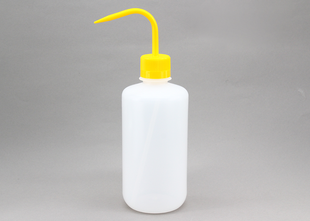 細口洗浄瓶（LDPE） 蓋（PP） 1000ml 黄