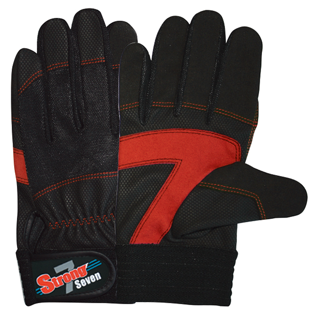 人工皮革手袋 SR-7B ストロングセブン ブラック Lサイズ 10双入