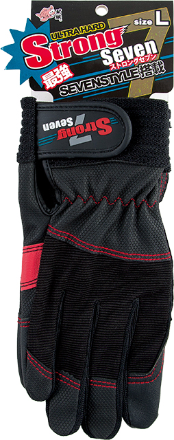 人工皮革手袋 SR-7B ストロングセブン ブラック Lサイズ 10双入