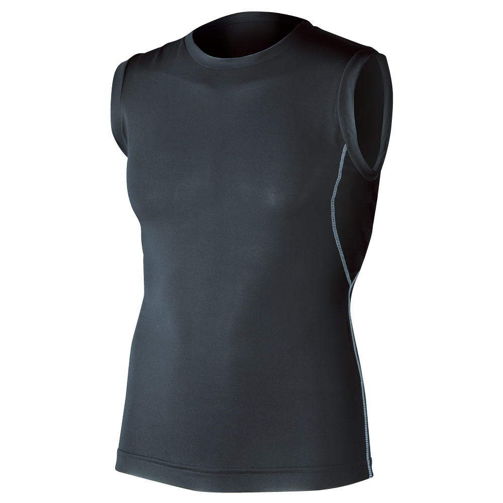 冷感・消臭 パワーストレッチ ノースリーブクル-ネックシャツ JW-627 ブラック LLサイズ 1枚