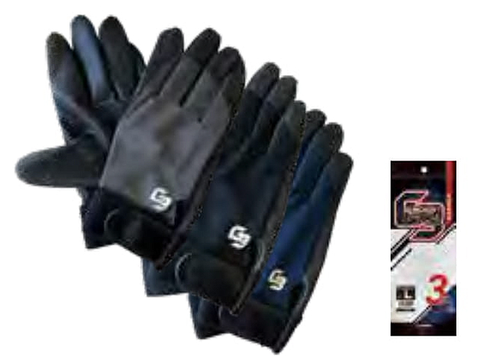 合成皮革手袋 2500 Lｻｲｽﾞ(3双組ｱｿｰﾄ(グレー、ブラック、ブルー)×5