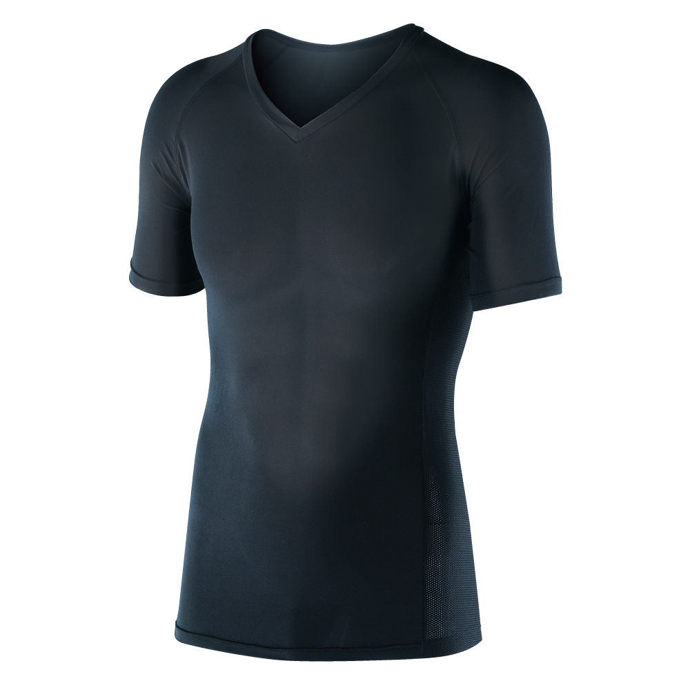 BT冷感 パワーストレッチ 半袖Vネックシャツ JW-622 ブラック Lサイズ 1枚