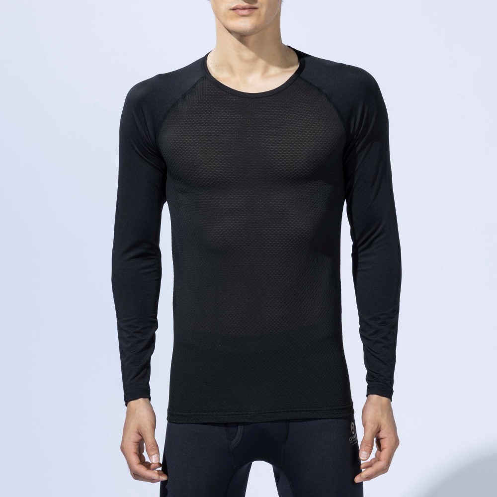 BT冷感３Dファーストレイヤー UVカットスリーブ クルーネックシャツ JW-715 ブラック Mサイズ
