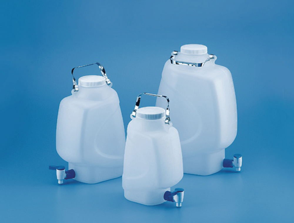 角型大型瓶（活栓付）容量５Ｌ　品番：683240　容器・蓋：PP製