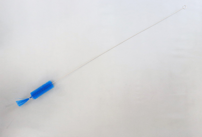 ピペット洗浄ブラシ（PBT毛材：青)　10本入　　サイズ：ブラシ長60㎜×ブラシ径φ20㎜×全長500㎜