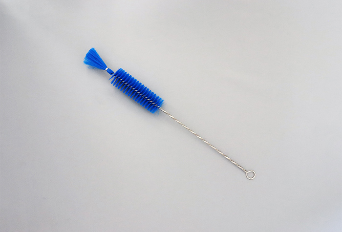 注射器洗浄ブラシ 20cc（PBT毛材：青)　10本入　　サイズ：ブラシ長85㎜×ブラシ径φ27㎜×全長315㎜