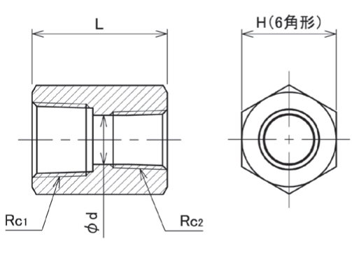 ねじ込継手異径ソケット(黄銅製) G6R-0604-BS