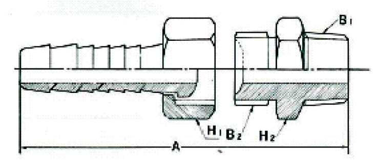 銅合金C3604（黄銅真鍮） ＢＳ 片口ホースユニオン BS HCM　R1×φ34