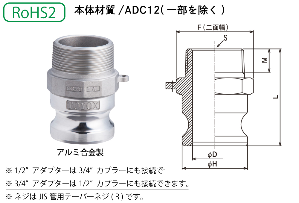 カムロックアダプター オネジ(アルミ合金) 633-FB 3/4インチAL | コクゴeネット カムロックアダプター オネジ(アルミ合金) 633-FB 3/4インチAL | コクゴeネット