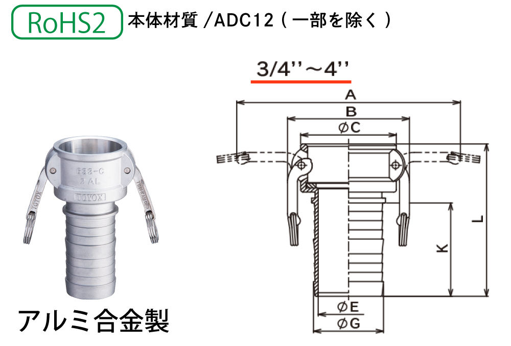カムロック 633-C-SST 3/4ホースシャンクカプラー 中古品3点セット