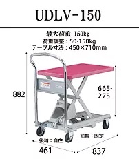 ダンディレベラー　UDLV-150 テーブル寸法 450×710mm