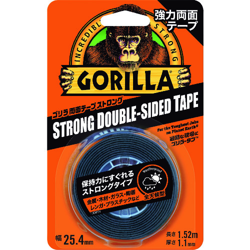 強力両面ﾃｰﾌﾟ ｺﾞﾘﾗ両面ﾃｰﾌﾟ ｽﾄﾛﾝｸﾞ 25.4mm×1.52m×厚さ1.1mm NO1779 コクゴeネット